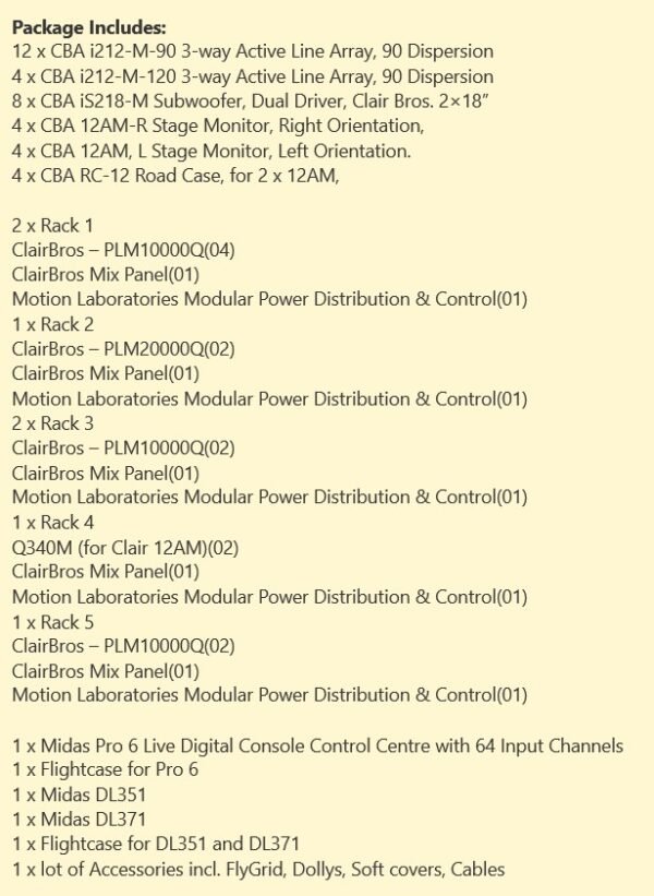 Clair Bros i212 Package